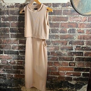 Topshop Sleeveless Beige Skirt Set